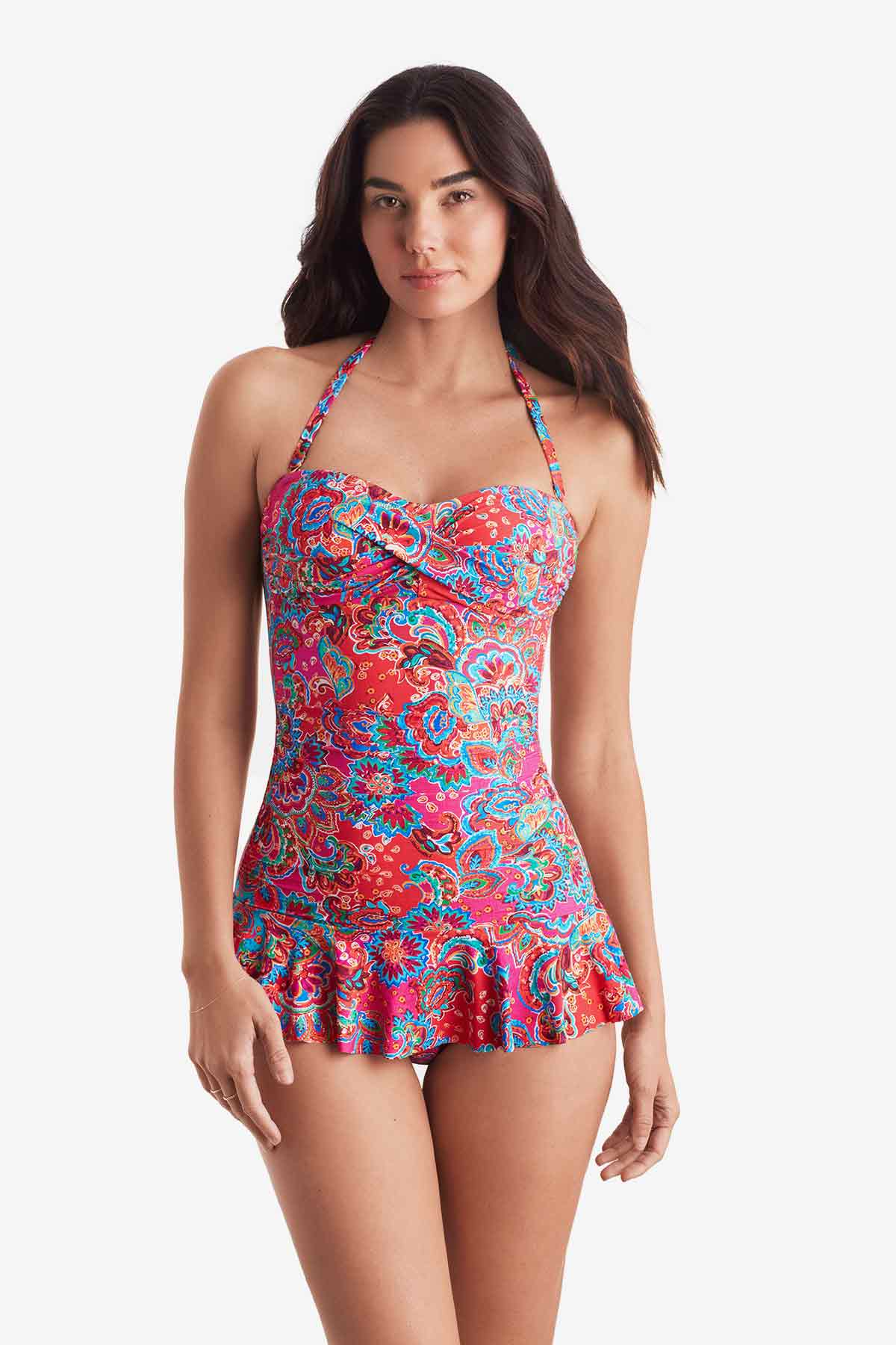 Aria Skirted One Piece - Island Paisley
