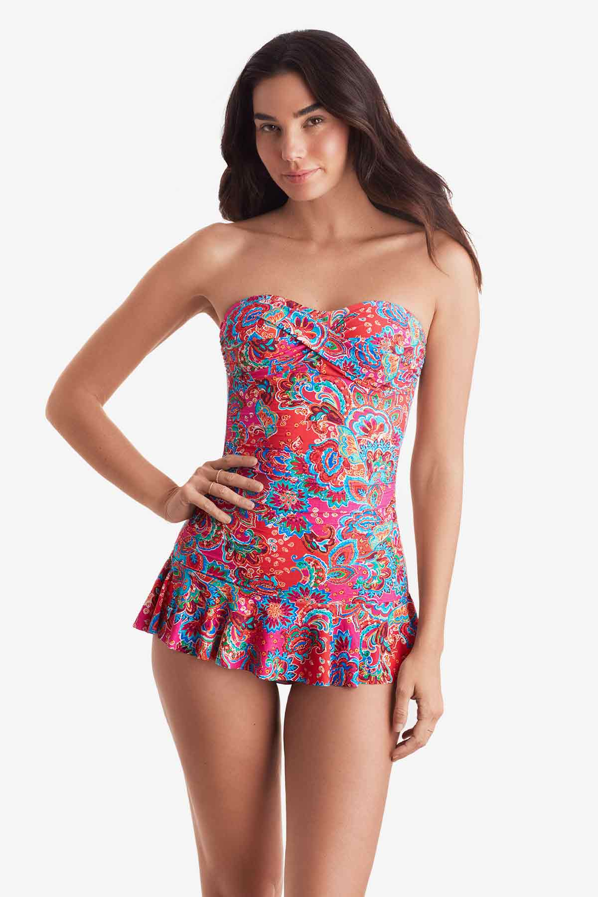 Aria Skirted One Piece - Island Paisley