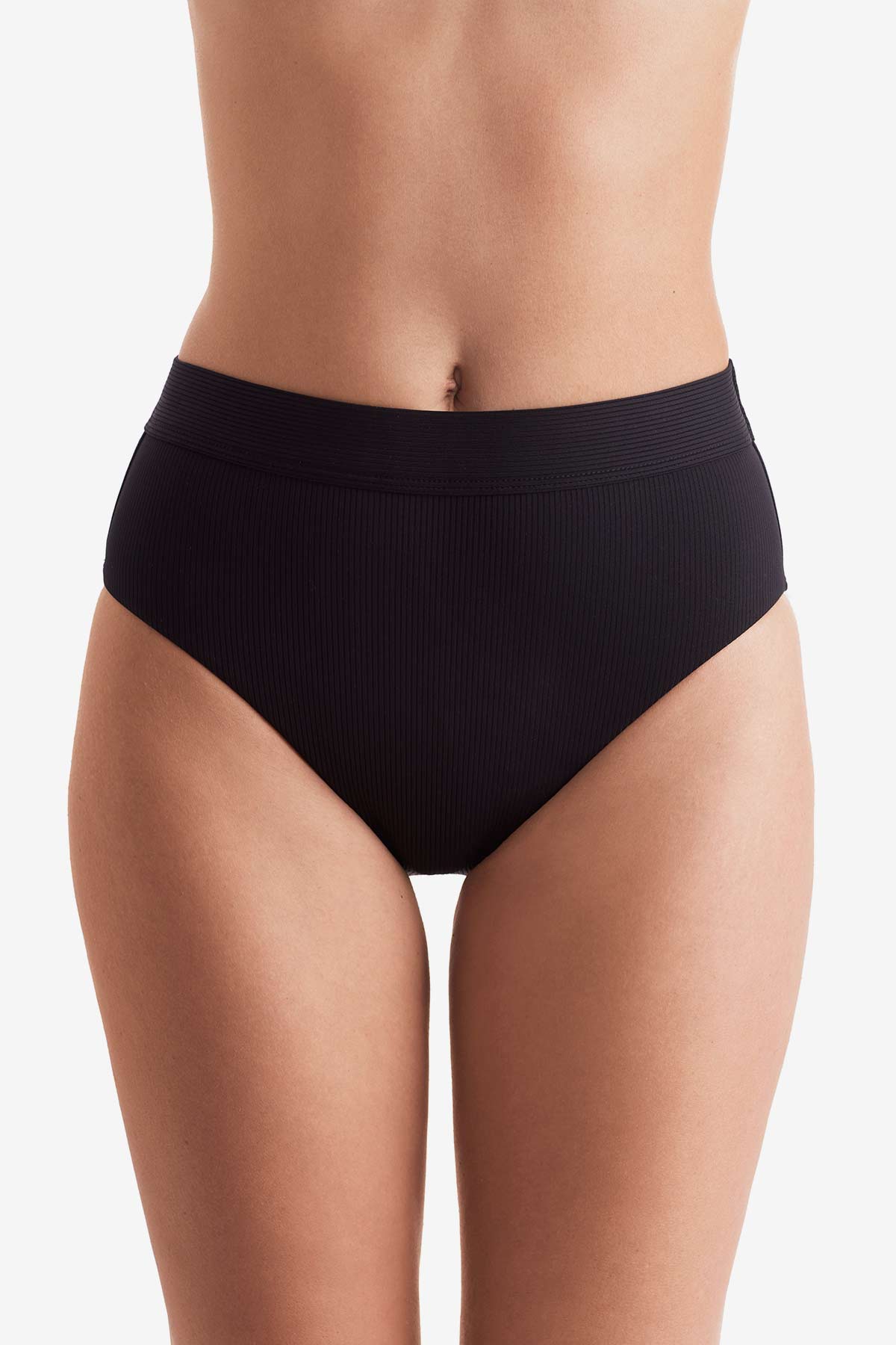 Brooke High Waist Pant - Black Lido Rib