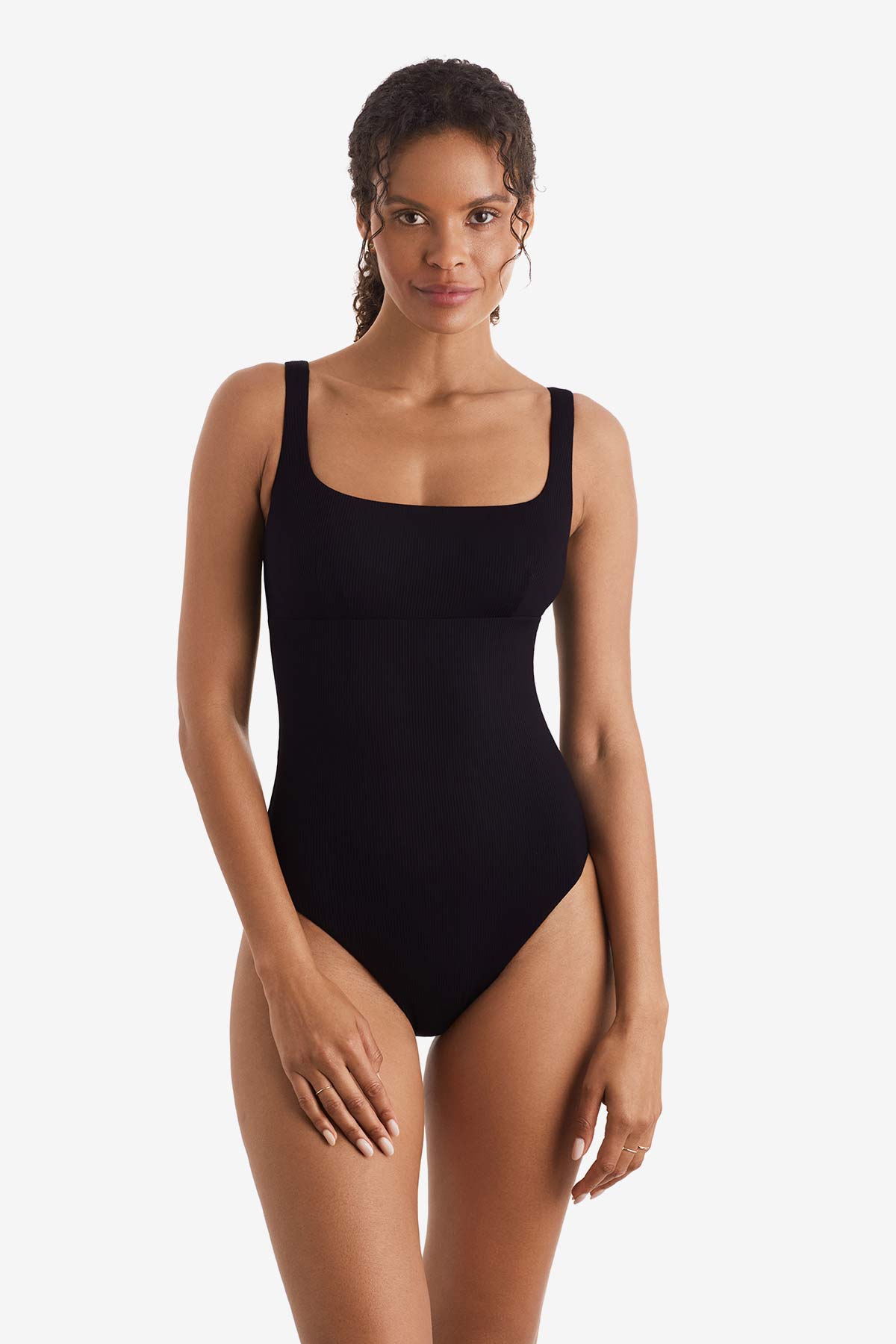 Harper One Piece - Black Lido Rib