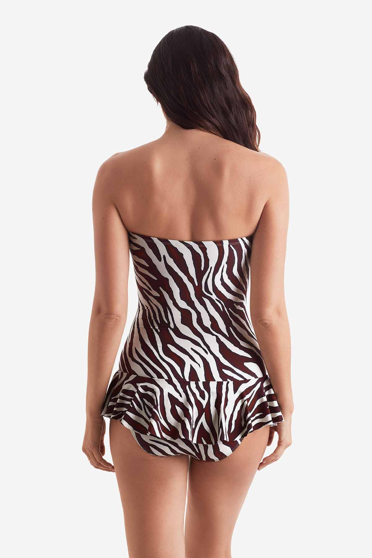 Aria Skirted One Piece - Zebra