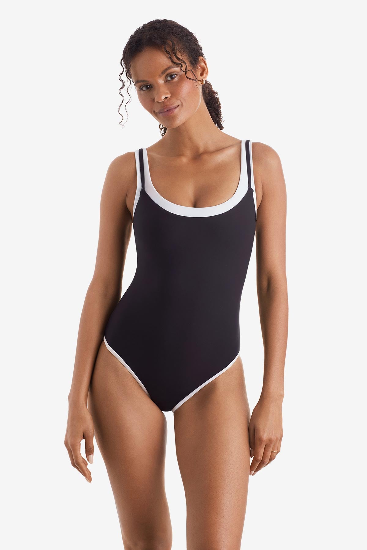 Drift One Piece - Black/White Layered Solids