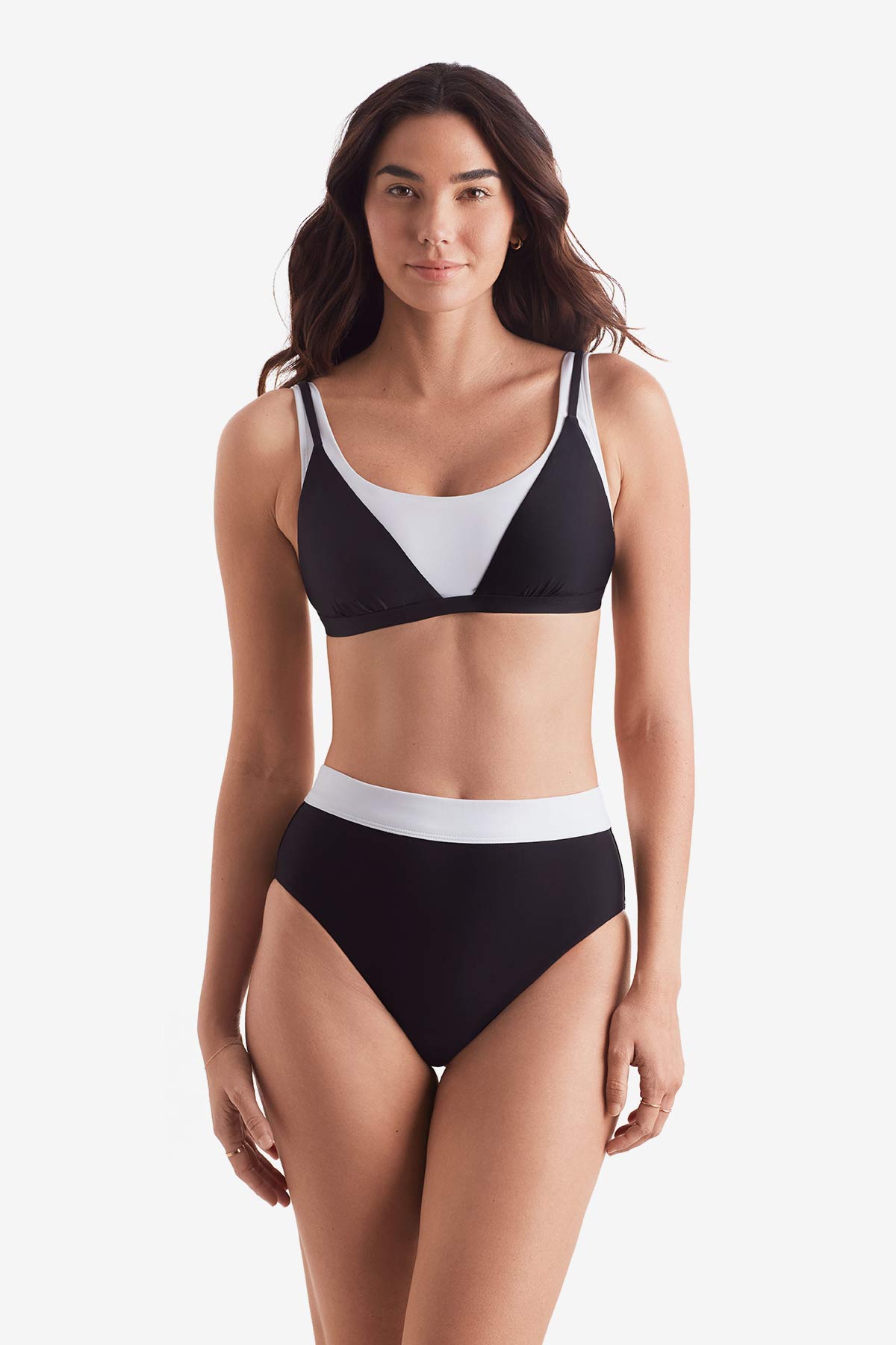 Drift Bra - Black/White Layered Solids