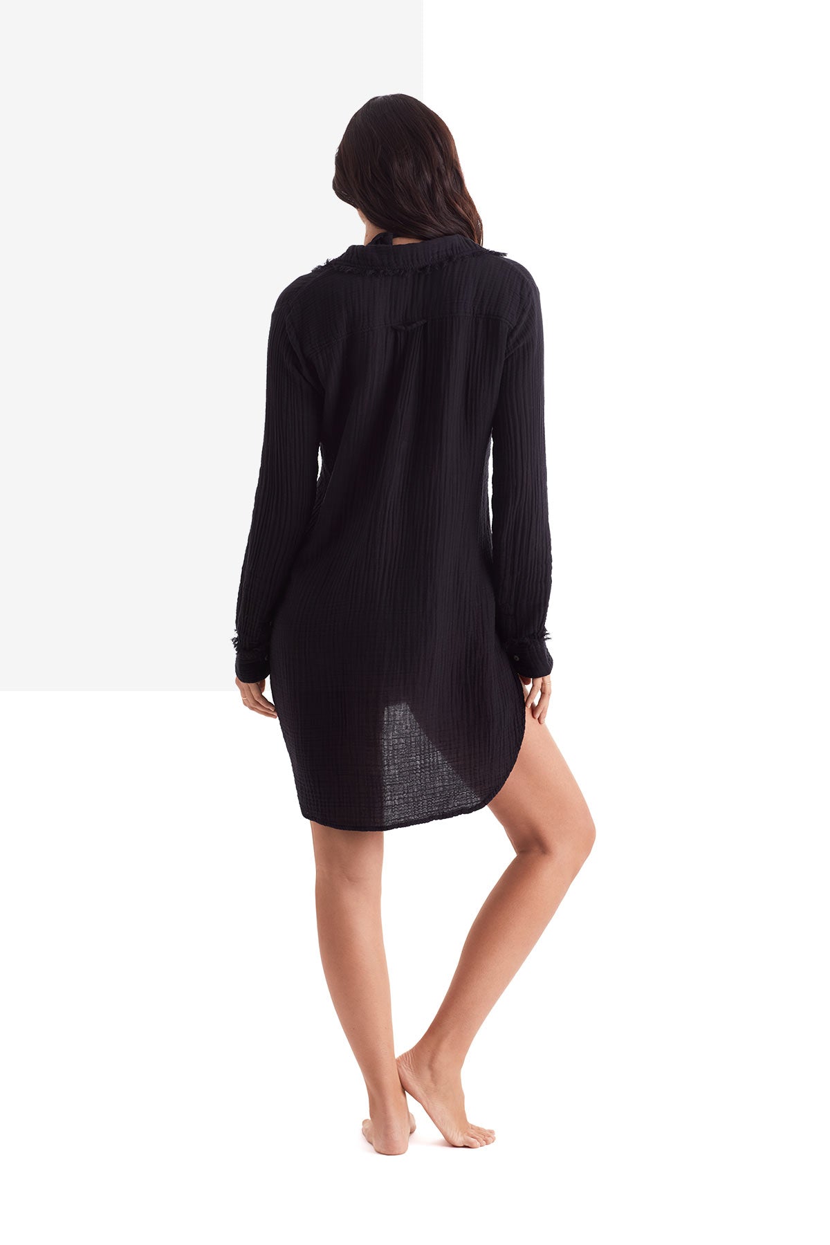 Laguna Fray Shirt - Black Bliss Gauze