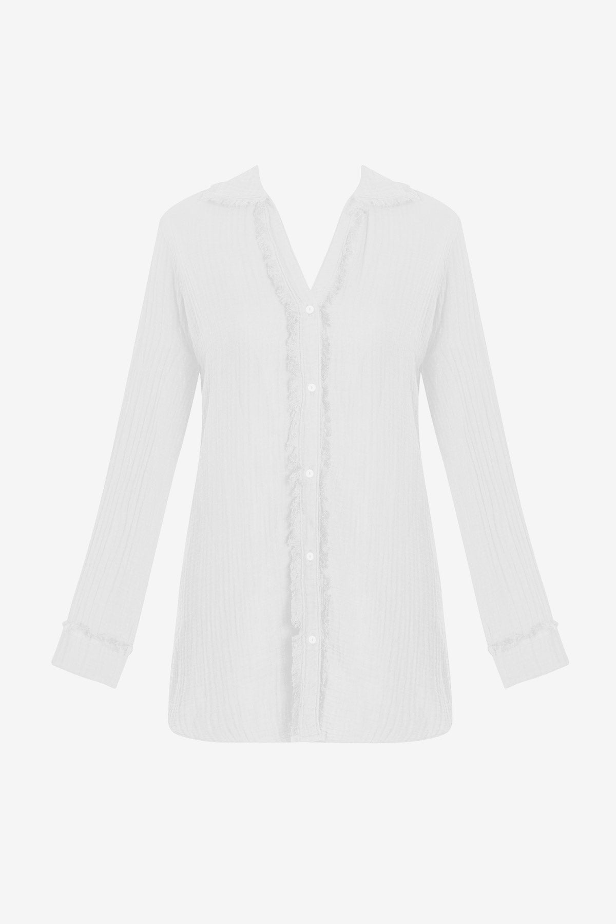 Laguna Fray Shirt - White Bliss Gauze