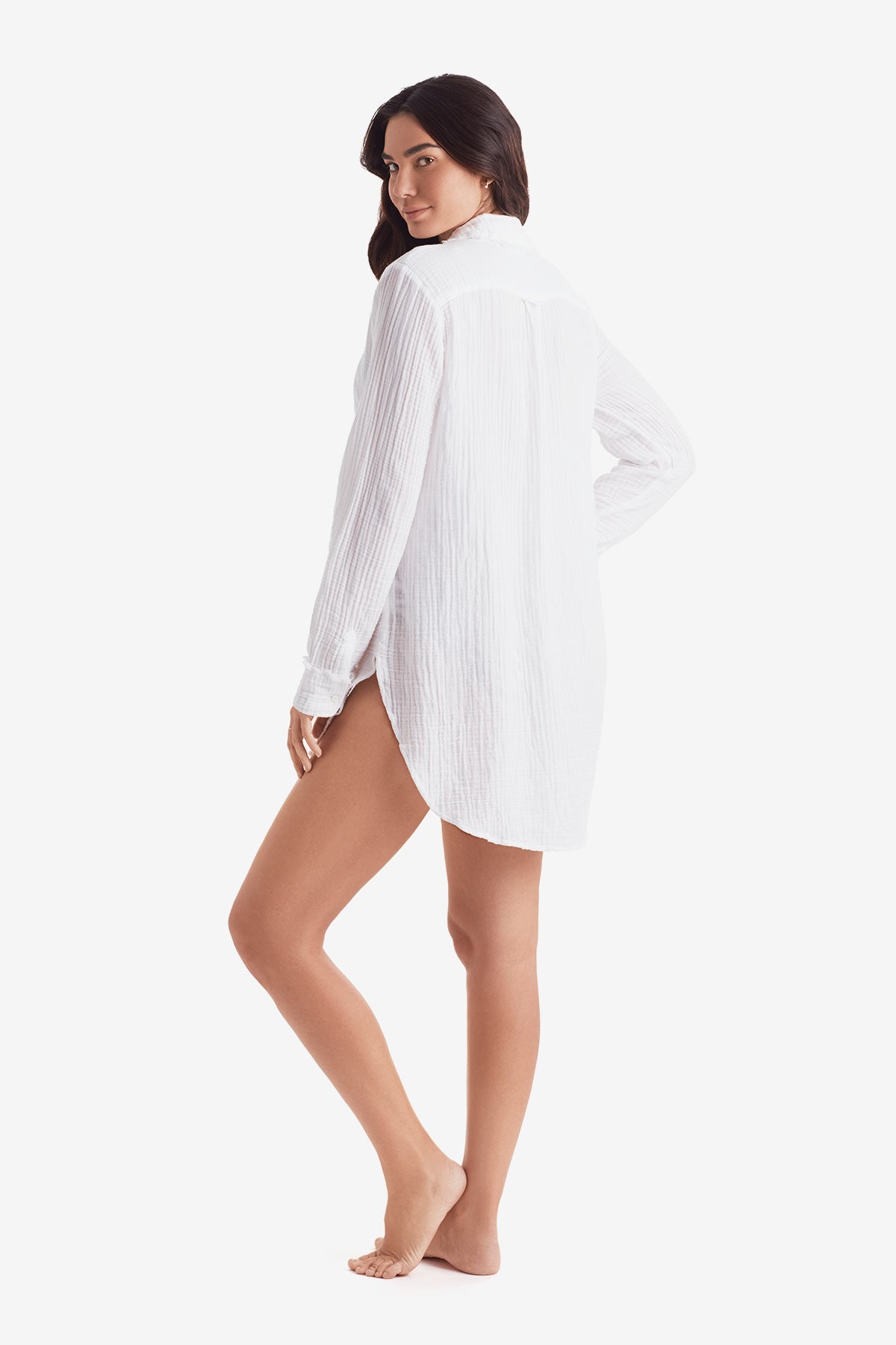 Laguna Fray Shirt - White Bliss Gauze