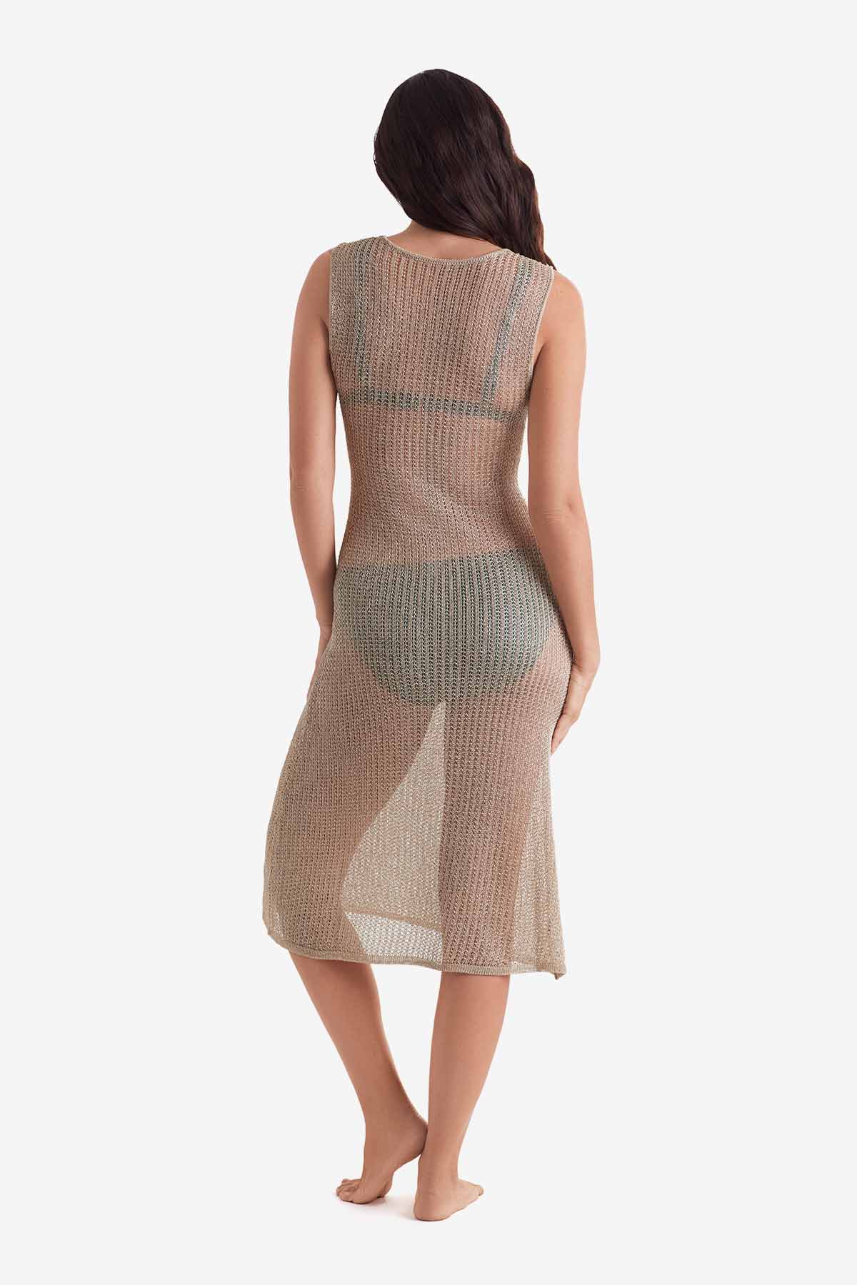 Lagoon Dress - Gold Metallic Knit