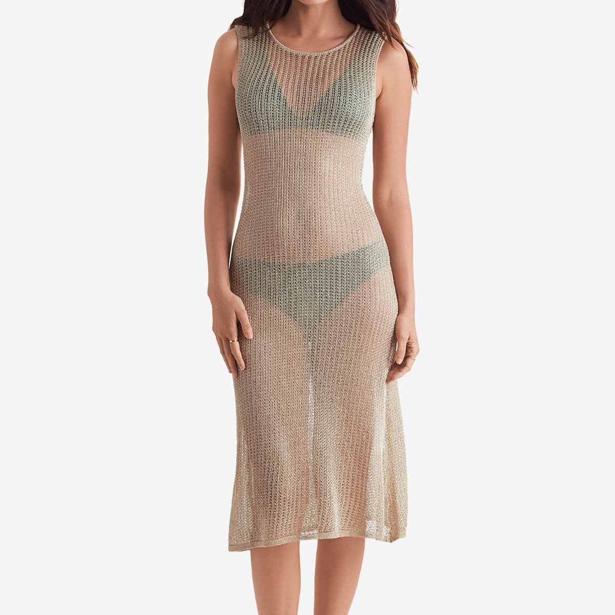 Lagoon Dress - Gold Metallic Knit