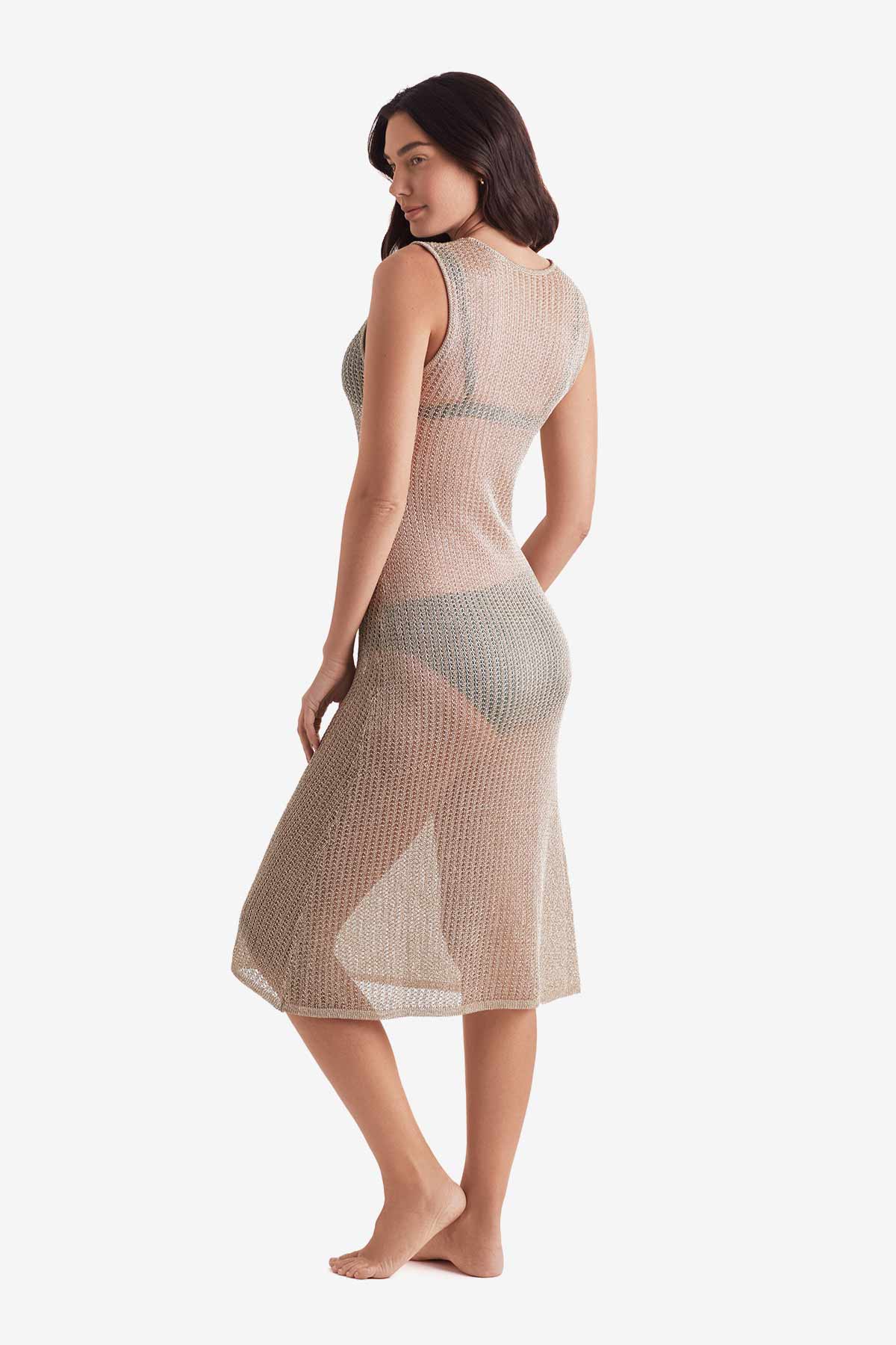 Lagoon Dress - Gold Metallic Knit